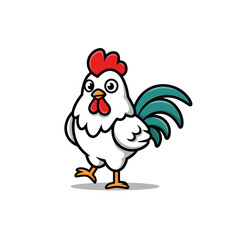 Chicken character mascot logo design. Rooster mascot logo illustration.