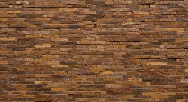 Detailed brown brick wall texture background with natural stone pattern style