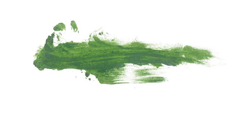 Green watercolor paint brush stroke isolated on transparent background. art and watercolor painting concept.
