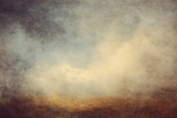 Abstract textured background with muted earth tones, transitioning from dark gray-blue at the top to warm browns and yellows at the bottom, resembling a cloudy, hazy sky or landscape
