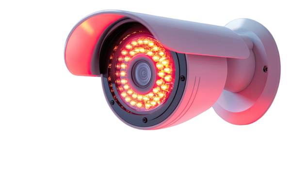 Close-up security camera, red LEDs