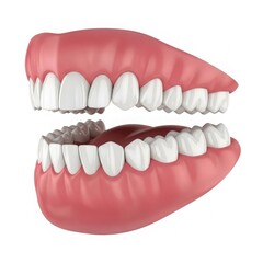 Fototapeta premium 3D rendering of a pair of human teeth showcasing dental health and anatomy, with a clean background