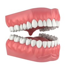 Obraz premium 3D rendering of a human jaw with teeth displayed, showcasing dental structure and anatomy
