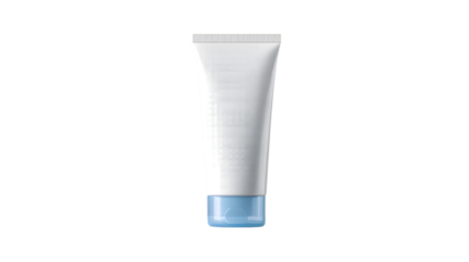 White cosmetic tube mockup on blue background