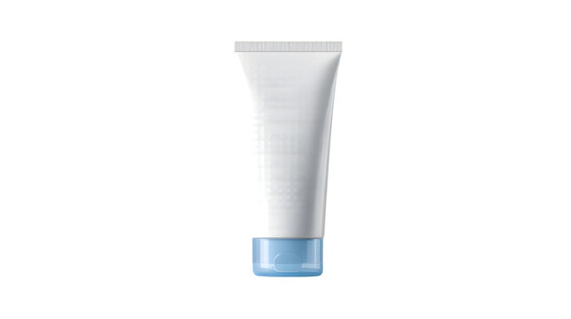White cosmetic tube mockup on blue background