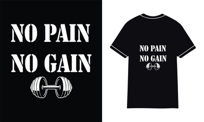 No Pain No Gain Kettlebell Gym T-Shirt Design"