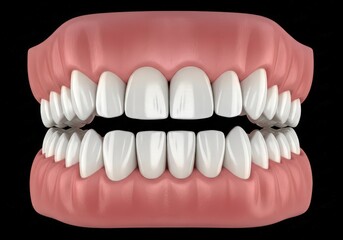 Obraz premium Realistic 3D rendering of human teeth showcasing dental health and hygiene in a clinical setting