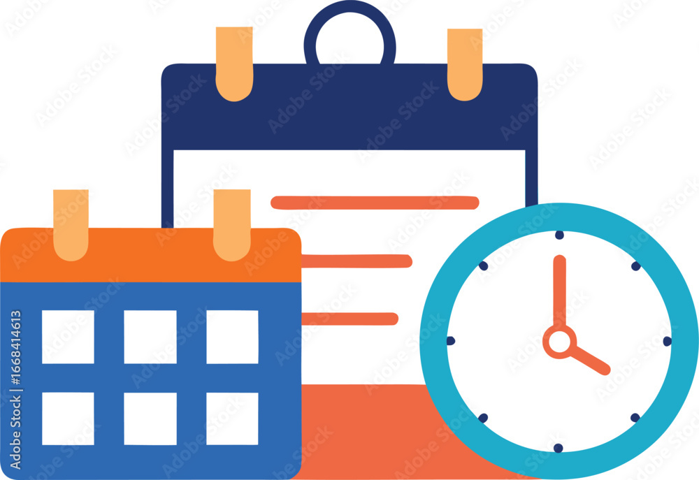 Aufkleber vector illustration of a clock and calendar icons for time management and scheduling planning