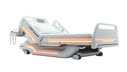 Modern hospital bed with illuminated features