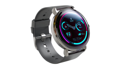 Modern wristwatch with a circular display