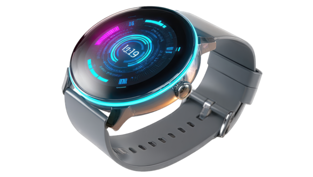 Sleek, modern smartwatch with glowing display