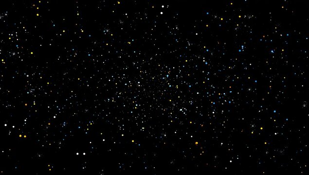 Abstract cosmic scene with countless tiny, multicolored specks of light scattered across a black background, suggesting stars or glitter
