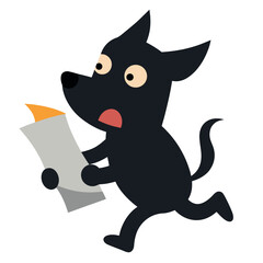 Cartoon Dog Reading a Map