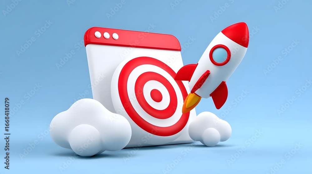 Aufkleber rocket targeting web browser with target icon.