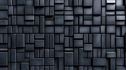 Geometric abstract pattern of overlapping dark cubes and rectangles.