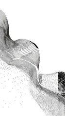 Abstract grayscale image of textured, flowing forms