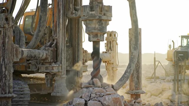 Drilling rig at a construction site; land development and preparation