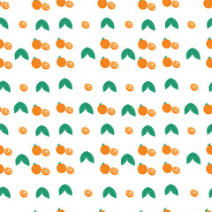 Creative lovely summer pattern with slice lemons top view. Ripe juicy lemons, orange and green leaves pattern on white background. Lemon fruit, citrus minimalist concept, vitamin C. Leave bright color