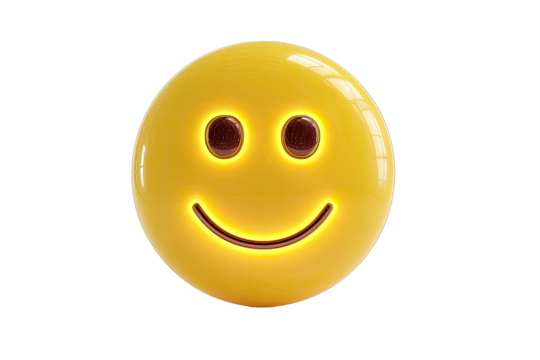 Smiling yellow emoticon.  3D rendered