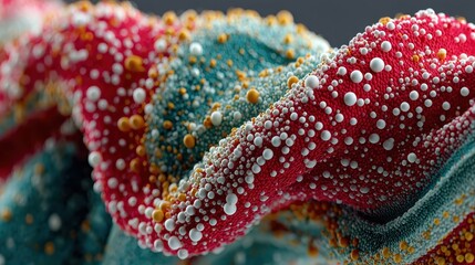 Textured Abstract with Red, Teal, and Yellow Bubbles image photo