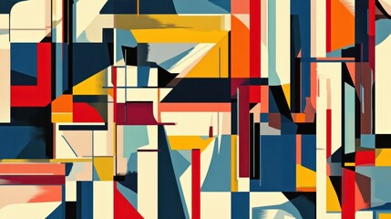 Abstract geometric art with vibrant colors and bold shapes.
