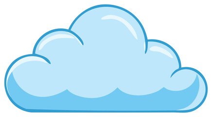 Soft blue cartoon cloud with shiny highlights and a thick blue outline against a white background