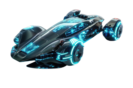 Futuristic racing vehicle with glowing interior
