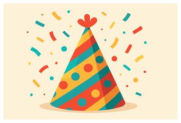 Festive party hat vector for celebrations, birthday, holiday, and events decor