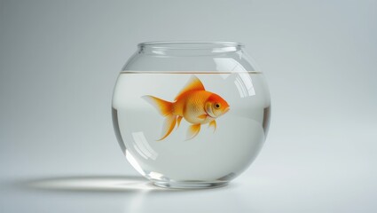 Goldfish Swimming Gracefully in a Clear Glass Bowl Filled with Fresh Water