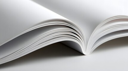 Fototapeta premium Open Blank Pages of a Notebook Spread Across a Clean White Surface for Creative Use