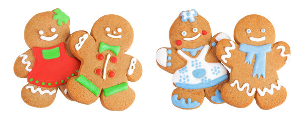 Fototapeta premium christmas gingerbread cookie isolated on white background