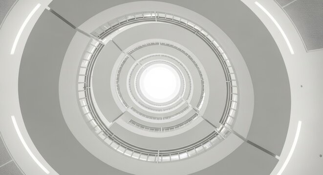 A spiral staircase creates an abstract architectural design - Powered by Adobe