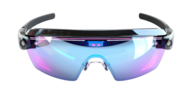 Futuristic glasses with colored lenses