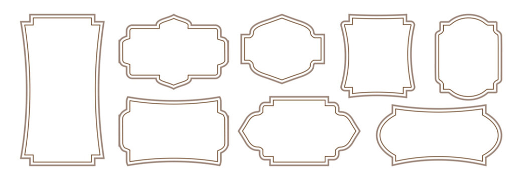 Set of frames border design vintage. Outline frame various shape graphic element collection. Design template retro cover, wedding invitation, greeting card, sale banner, luxury premium quality price 