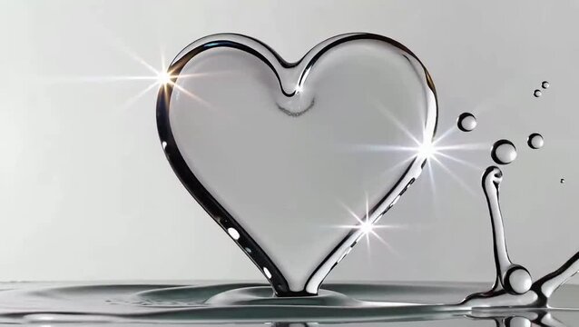 Hyperrealistic Water Splash Forming Heart Shape - Slow Motion