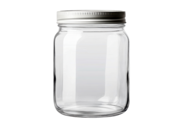 Empty jar isolated on transparent background for culinary- storage- and decorative design projects featuring clear glass and modern kitchenware elements