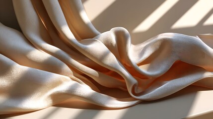 Delicate Soft Fabric Draped Elegantly Under Gentle Natural Light and Dramatic Shadows
