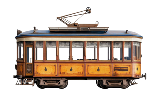 Rope-tram vehicle isolated on transparent background- PNG format for urban transportation design and 3d rendering projects