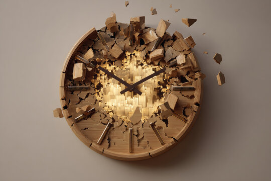 Stunning conceptual broken clock representing deadlines, pressure, or time management challenges - Powered by Adobe