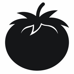 Black silhouette of a tomato with white outline