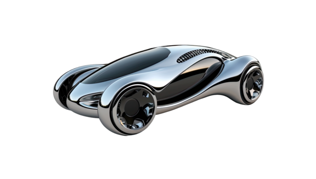 Sleek futuristic silver car