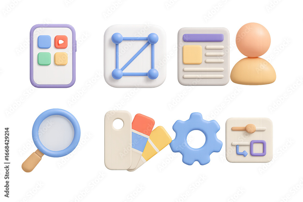 Aufkleber modern 3d user interface icons for innovative app design