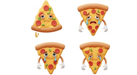 Sad pizza cartoon illustration graphics