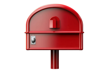 Red mailbox object with detailed design isolated on transparent background for versatile use in graphic design projects and digital artworks