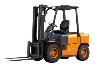 Industrial forklift truck isolated on transparent background - high quality PNG