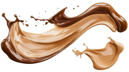 Smooth and creamy brown chocolate liquid paint milk splash swirl wave in various designs- PNG file with transparent background for artwork graphic design mockup template