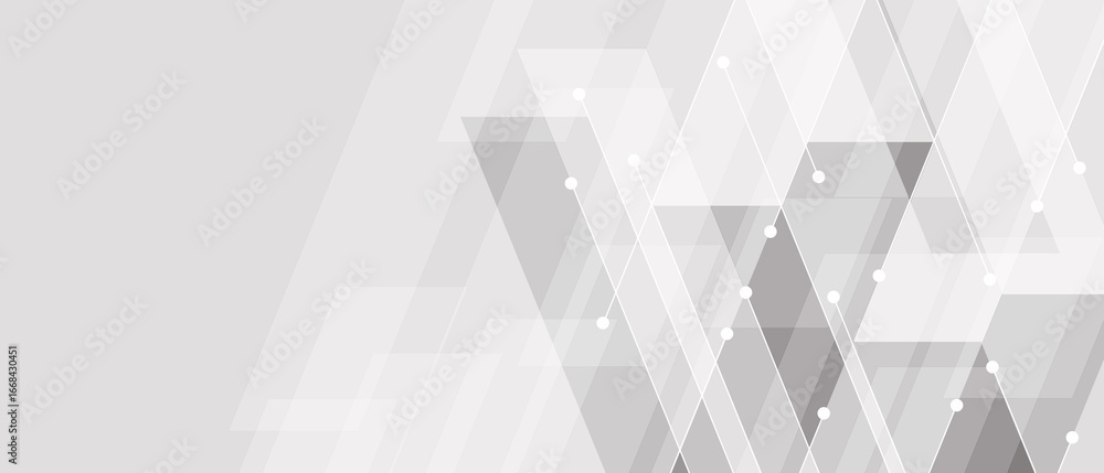 Poster abstract background modern technology white and gray square geometric overlapping with lines