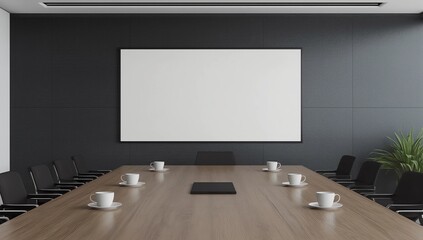 blank poster on concrete wall conference room