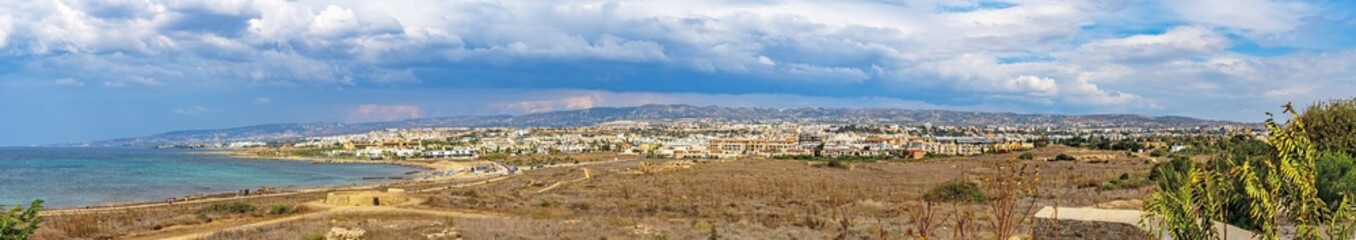 Panorama of the city of Paphos (Cyprus) taken from the site of the Archaeological Park.