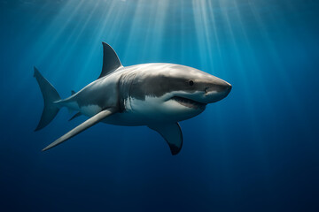 Fototapeta premium Great White Shark in Oceanic Environment